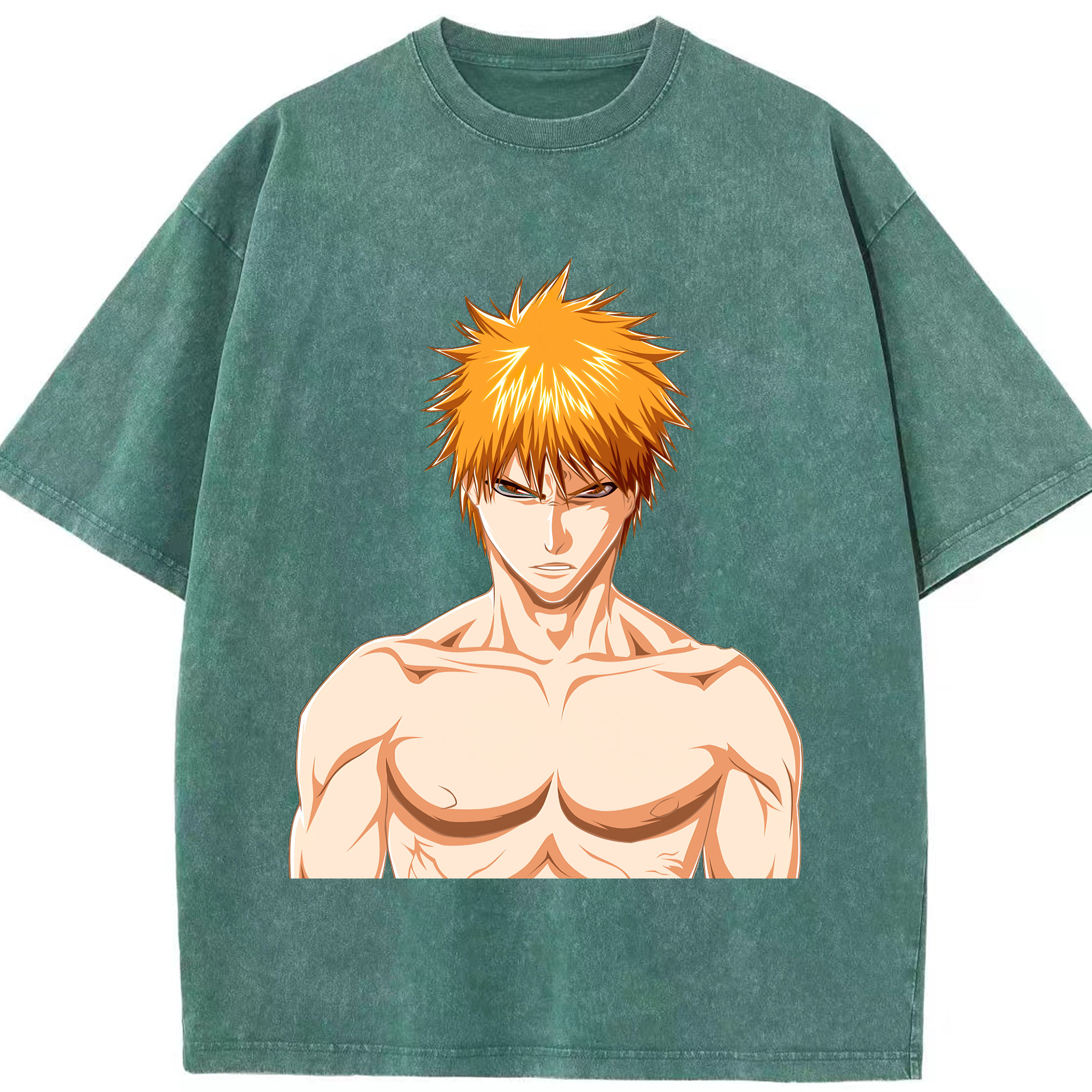 （画像用） ブリーチ 黒崎一護（くろさき いちご）BLEACH Kurosaki Ichigo 綿100% ヴィンテージ風 半袖Tシャツ（フロントプリント）